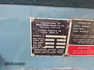 1976 Land Rover Defender с VIN 90123300A, выставлен на аукционе Copart как лот 81744514 с пробегом Не указан миль и Чистый • Clean title. История ставок и продаж доступна на DreamBid. Изображение 10.