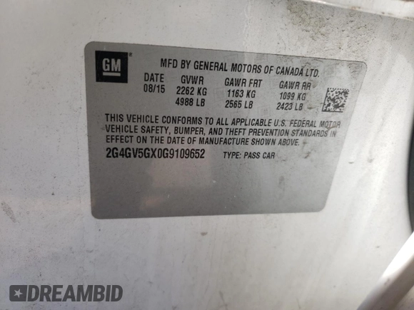 2016 Buick Regal GS with VIN 2G4GV5GX0G9109652, listed as a Copart auction lot 77699124 with 129,264 mi miles and Clean Title. Bid and sale history available at DreamBid. Image 13.