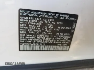 2023 Volkswagen Atlas SE with VIN 1V2WC2CA5PC225975, listed as a Copart auction lot 41335725 with 11,374 mi miles and Salvage title. Bid and sale history available at DreamBid. Image 15.