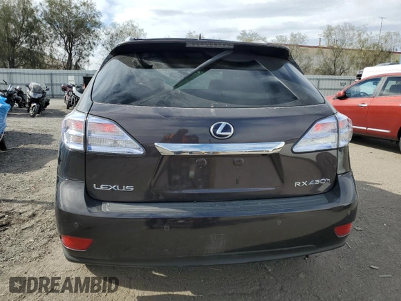 2010 Lexus RX 450h with VIN JTJBC1BA1A2414418, listed as a Copart auction lot 51016425 with 47,883 mi miles and Salvage Title. Bid and sale history available at DreamBid. Image 6.