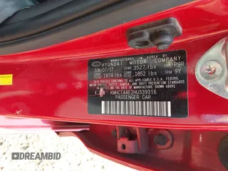 2017 Hyundai Accent SE with VIN KMHCT4AE2HU339316, listed as a IAAI auction lot 42044005 with 1 mi miles. Bid and sale history available at carsss.com. Image 9.