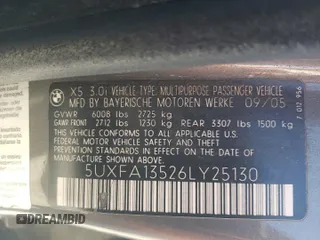 2006 BMW X5 3.0i with VIN 5UXFA13526LY25130, listed as a Copart auction lot 82168844 with 209,163 mi miles and Salvage Title. Bid and sale history available at carsss.com. Image 13.