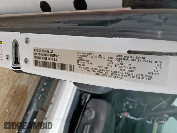 2023 Jeep Wrangler Sport с VIN 1C4HJXAG4PW598962, выставлен на аукционе Copart как лот 63846695 с пробегом 37 986 миль миль и Списание • Salvage title. История ставок и продаж доступна на DreamBid. Изображение 13.