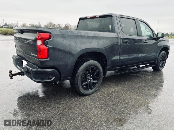 2022 Chevrolet Silverado 1500 Custom with VIN 1GCPABEK7NZ633597, listed as a Copart auction lot 55317005 with 32,531 mi miles and Salvage Title. Bid and sale history available at DreamBid. Image 4.