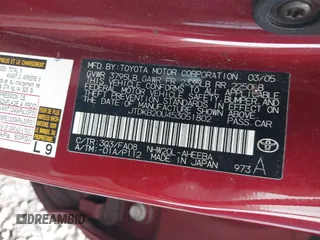 2005 Toyota Prius with VIN JTDKB20U453051802, listed as a IAAI auction lot 41831062 with 164,438 mi miles. Bid and sale history available at carsss.com. Image 9.