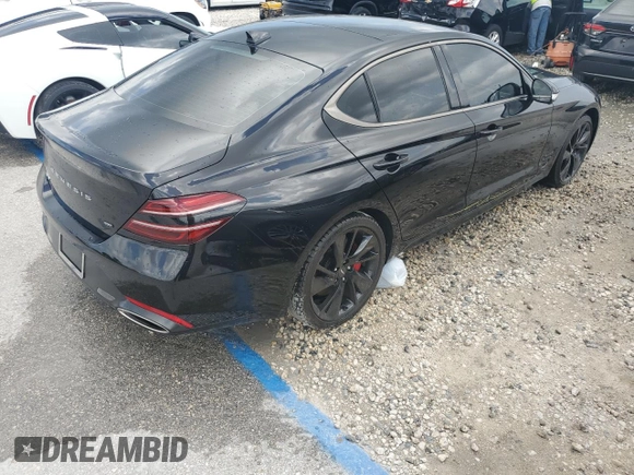2023 Genesis G70 3.3T with VIN KMTG54TE1PU117945, listed as a Copart auction lot 63281494 with 10,532 mi miles and Non Repairable. Bid and sale history available at carsss.com. Image 3.