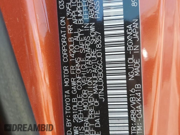 2012 Scion iQ z VIN JTNJJXB06CJ018357, wystawiony jako Copart lot #58351155 z przebiegiem 111 834 mil mil oraz Czysty tytuł • Clean title. Historia ofert i sprzedaży dostępna na DreamBid. Obrazek 14.