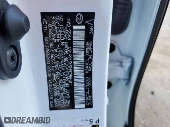 2024 Lexus UX 250h F Sport z VIN JTHB6JBH6R2186160, wystawiony jako Copart lot #80963174 z przebiegiem 8 157 mil mil oraz Szkoda całkowita • Salvage title. Historia ofert i sprzedaży dostępna na DreamBid. Obrazek 13.