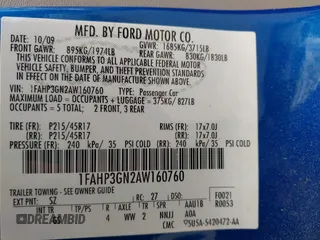 2010 Ford Focus SES with VIN 1FAHP3GN2AW160760, listed as a IAAI auction lot 42083448 with 128,528 mi miles and . Bid and sale history available at DreamBid. Image 9.