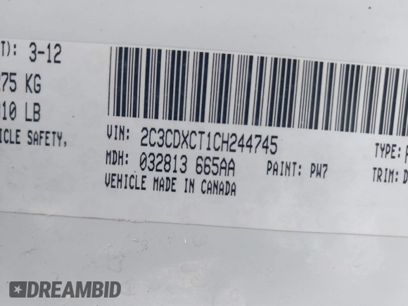 2012 Dodge Charger RT with VIN 2C3CDXCT1CH244745, listed as a IAAI auction lot 41694403 with 190,906 mi miles and . Bid and sale history available at carsss.com. Image 9.