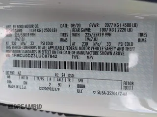 2020 Ford Escape Titanium Hybrid with VIN 1FMCU0DZ3LUC07842, listed as a IAAI auction lot 42456359 with 62,756 mi miles and . Bid and sale history available at DreamBid. Image 9.