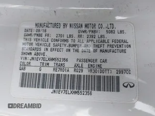 2017 Infiniti Q60 Sport with VIN JN1EV7ELXHM552356, listed as a IAAI auction lot 41320069 with 78,893 mi miles. Bid and sale history available at carsss.com. Image 9.