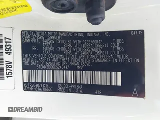 2012 Toyota Sienna LE AAS with VIN 5TDKK3DC6CS246447, listed as a IAAI auction lot 41949894 with 184,656 mi miles and . Bid and sale history available at DreamBid. Image 9.