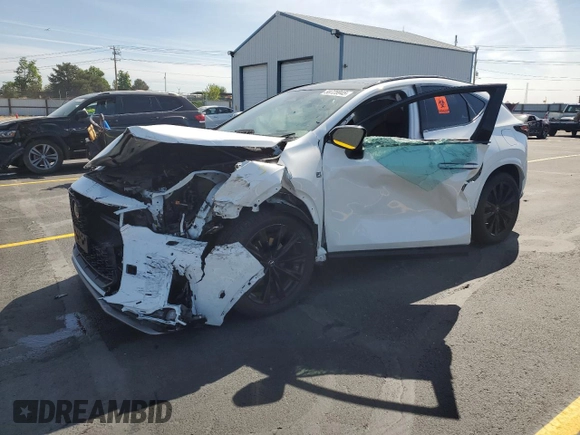 2024 Lexus NX 350 F Sport z VIN 2T2KGCEZ9RC040301, wystawiony jako Copart lot #58725945 z przebiegiem Nie podano mil oraz Szkoda całkowita • Salvage title. Historia ofert i sprzedaży dostępna na DreamBid. Obrazek 1.
