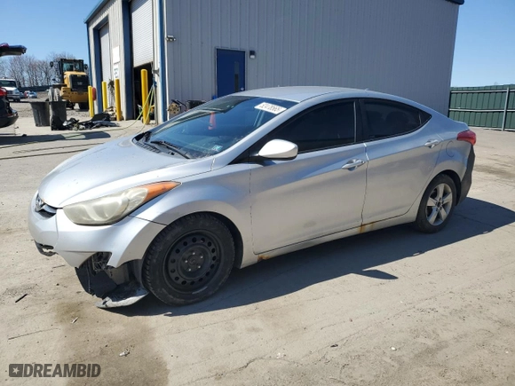 2013 Hyundai Elantra GLS PZEV with VIN 5NPDH4AE9DH261714, listed as a Copart auction lot 52478565 with 308,657 mi miles and Salvage Title. Bid and sale history available at carsss.com. Image 1.