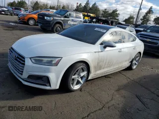 2018 Audi A5 Sportback Prestige with VIN WAUFNCF50JA011430, listed as a Copart auction lot 43036785 with 76,426 mi miles and Salvage Title. Bid and sale history available at carsss.com. Image 1.