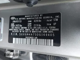 2013 Kia Optima EX with VIN 5XXGN4A73DG169405, listed as a IAAI auction lot 41681277 with 83,248 mi miles and . Bid and sale history available at carsss.com. Image 9.