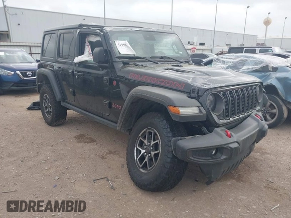 2024 Jeep Wrangler Rubicon with VIN 1C4PJXFG6RW337596, listed as a IAAI auction lot 41958788 with 15,942 mi miles and . Bid and sale history available at DreamBid. Image 1.