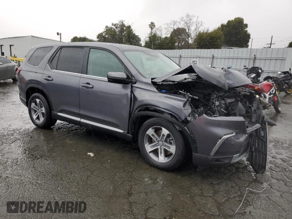 2025 Honda Pilot EX-L with VIN 5FNYG2H45SB007581, listed as a Copart auction lot 44218595 with 5,454 mi miles and Salvage Title. Bid and sale history available at carsss.com. Image 4.