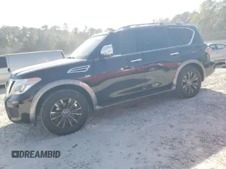 2017 Nissan Armada Platinum z VIN JN8AY2NE3H9705934, wystawiony jako Copart lot #76937554 z przebiegiem 141 514 mil mil oraz Szkoda całkowita • Salvage title. Historia ofert i sprzedaży dostępna na DreamBid. Obrazek 1.