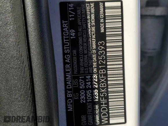 2015 Mercedes-Benz E-Class E 350 Sport with VIN WDDHF5KBXFB125393, listed as a Copart auction lot 50198345 with 105,016 mi miles and Salvage Title. Bid and sale history available at carsss.com. Image 12.