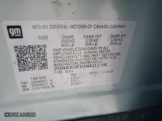 2022 Chevrolet Equinox LT with VIN 2GNAXUEV1N6112386, listed as a Copart auction lot 48465965 with 0 mi miles and Salvage Title. Bid and sale history available at carsss.com. Image 13.