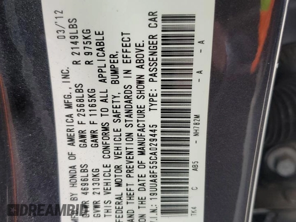 2012 Acura TL Tech Auto with VIN 19UUA8F55CA029445, listed as a Copart auction lot 47367445 with 138,091 mi miles and Salvage Title. Bid and sale history available at carsss.com. Image 14.