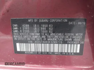 2019 Subaru Impreza z VIN 4S3GTAA60K3749770, wystawiony jako IAAI lot #42450718 z przebiegiem 113 686 mil mil oraz . Historia ofert i sprzedaży dostępna na DreamBid. Obrazek 9.