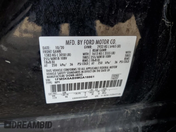 2021 Ford Police Interceptor Utility z VIN 1FM5K8AB9MGA18861, wystawiony jako Copart lot #57983875 z przebiegiem 45 170 mil mil oraz Szkoda całkowita • Salvage title. Historia ofert i sprzedaży dostępna na DreamBid. Obrazek 13.