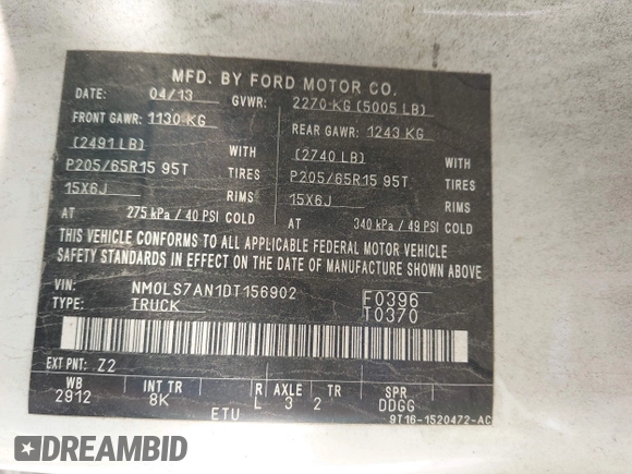 2013 Ford Transit Connect XL с VIN NM0LS7AN1DT156902, выставлен на аукционе IAAI как лот 42389656 с пробегом 128 277 миль миль и . История ставок и продаж доступна на DreamBid. Изображение 9.