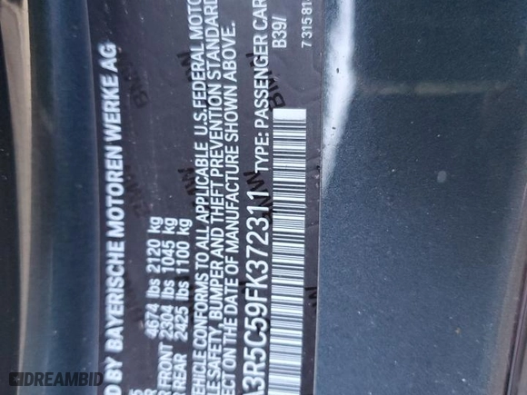 2015 BMW 4 Series 435i xDrive with VIN WBA3R5C59FK372311, listed as a Copart auction lot 78365794 with 84,989 mi miles and Salvage Title. Bid and sale history available at carsss.com. Image 12.