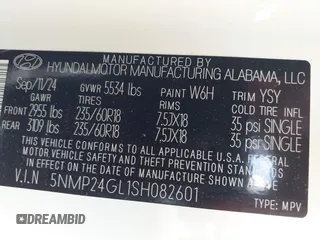 2025 Hyundai Santa Fe SEL z VIN 5NMP24GL1SH082601, wystawiony jako IAAI lot #41957894 z przebiegiem 1 823 mil mil oraz . Historia ofert i sprzedaży dostępna na DreamBid. Obrazek 9.