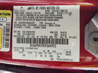 2014 Ford Fusion SE with VIN 3FA6P0H70ER364925, listed as a IAAI auction lot 41892610 with 166,852 mi miles and . Bid and sale history available at DreamBid. Image 9.