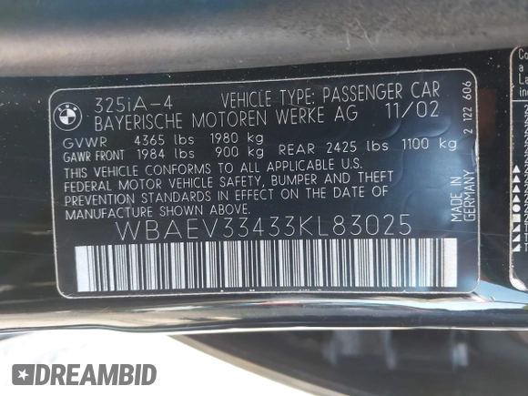2003 BMW 3 Series 325i z VIN WBAEV33433KL83025, wystawiony jako IAAI lot #42392152 z przebiegiem 170 670 mil mil oraz . Historia ofert i sprzedaży dostępna na DreamBid. Obrazek 9.