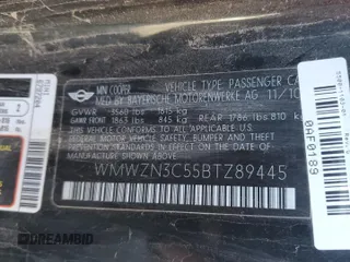 2011 MINI Convertible с VIN WMWZN3C55BTZ89445, выставлен на аукционе Copart как лот 78996404 с пробегом 71 821 миль миль и Списание • Salvage title. История ставок и продаж доступна на DreamBid. Изображение 12.