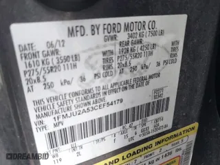 2012 Ford Expedition Limited with VIN 1FMJU2A53CEF54179, listed as a IAAI auction lot 41666851 with 216,491 mi miles. Bid and sale history available at carsss.com. Image 9.