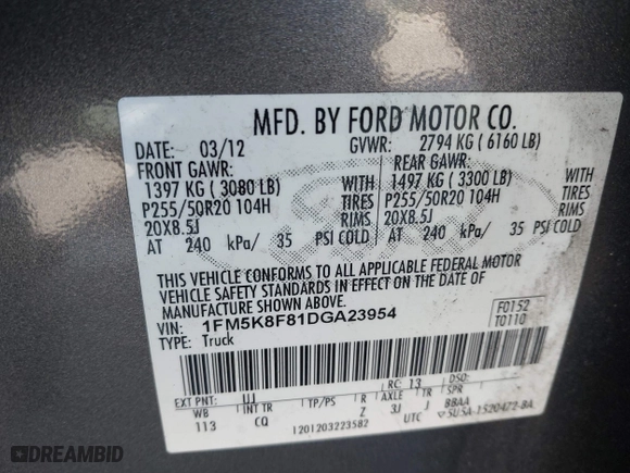 2013 Ford Explorer Limited with VIN 1FM5K8F81DGA23954, listed as a IAAI auction lot 41704185 with 185,936 mi miles. Bid and sale history available at carsss.com. Image 9.