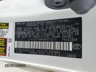 2022 Toyota Camry SE with VIN 4T1G11AK6NU073211, listed as a Copart auction lot 53897755 with 65,443 mi miles and Salvage Title. Bid and sale history available at DreamBid. Image 12.