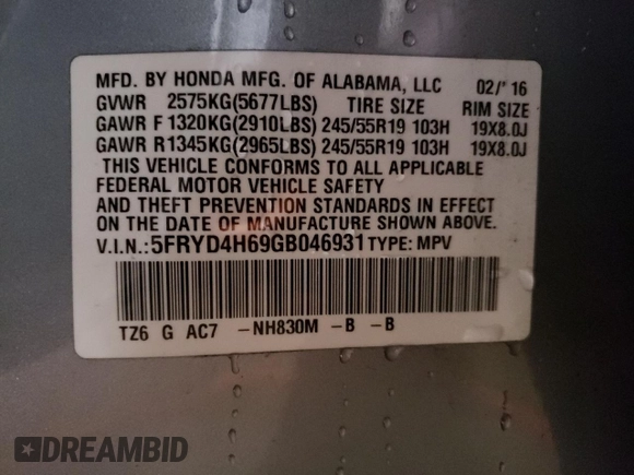 2016 Acura MDX w/Tech/Entertainment with VIN 5FRYD4H69GB046931, listed as a Copart auction lot 44609095 with 148,781 mi miles and Salvage Title. Bid and sale history available at carsss.com. Image 14.