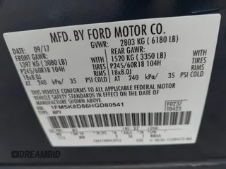 2017 Ford Explorer XLT with VIN 1FM5K8D86HGD80541, listed as a IAAI auction lot 40900499 with 128,179 mi miles and . Bid and sale history available at carsss.com. Image 9.