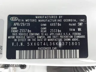 2019 Kia Optima LX with VIN 5XXGT4L36KG371801, listed as a IAAI auction lot 41885607 with 150,043 mi miles. Bid and sale history available at carsss.com. Image 9.