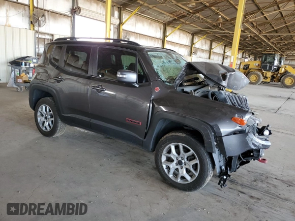 2016 Jeep Renegade Trailhawk with VIN ZACCJBCT2GPC99944, listed as a Copart auction lot 58159045 with Not provided miles and Salvage title. Bid and sale history available at DreamBid. Image 4.