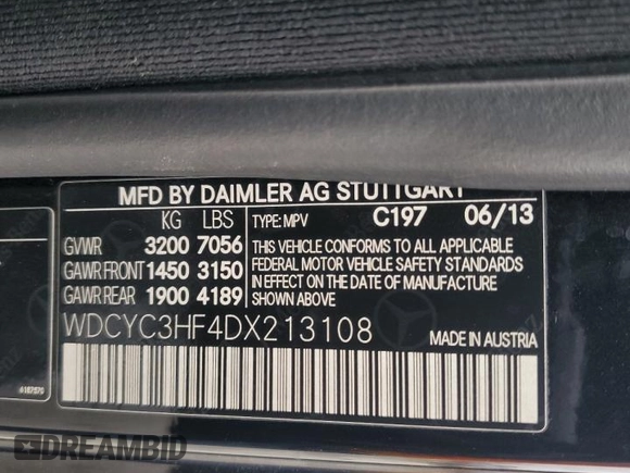 2013 Mercedes-Benz G 550 with VIN WDCYC3HF4DX213108, listed as a Copart auction lot 76418904 with 173,774 mi miles and Salvage title. Bid and sale history available at DreamBid. Image 14.