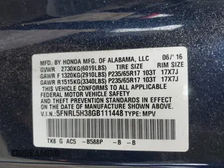2016 Honda Odyssey SE with VIN 5FNRL5H38GB111448, listed as a IAAI auction lot 41754302 with 114,282 mi miles and . Bid and sale history available at DreamBid. Image 9.