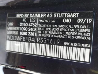 2020 Mercedes-Benz C 300 with VIN WDDWF8EB4LR551619, listed as a IAAI auction lot 41434695 with 59,920 mi miles and . Bid and sale history available at DreamBid. Image 9.