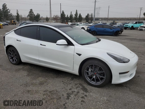 2023 Tesla Model 3 with VIN 5YJ3E1EA3PF572763, listed as a Copart auction lot 43846255 with 0 mi miles and Salvage Title. Bid and sale history available at carsss.com. Image 4.