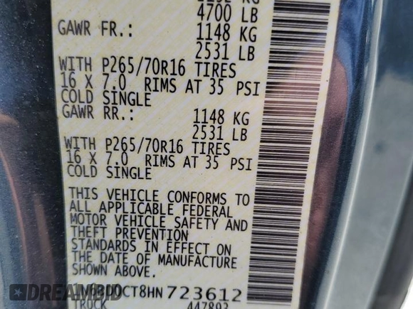 2017 Nissan Frontier SV with VIN 1N6BD0CT8HN723612, listed as a Copart auction lot 56103055 with Not provided miles and Salvage title. Bid and sale history available at DreamBid. Image 12.