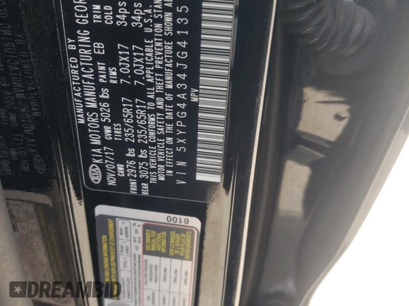 2018 Kia Sorento LX with VIN 5XYPG4A34JG413514, listed as a Copart auction lot 45318325 with 126,485 mi miles and Salvage Title. Bid and sale history available at carsss.com. Image 14.