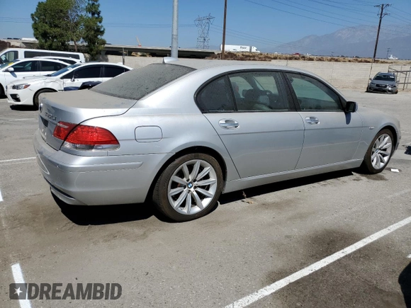 2007 BMW 7 Series 750Li with VIN WBAHN83507DT74313, listed as a Copart auction lot 67606404 with 169,922 mi miles and Clean Title. Bid and sale history available at DreamBid. Image 3.