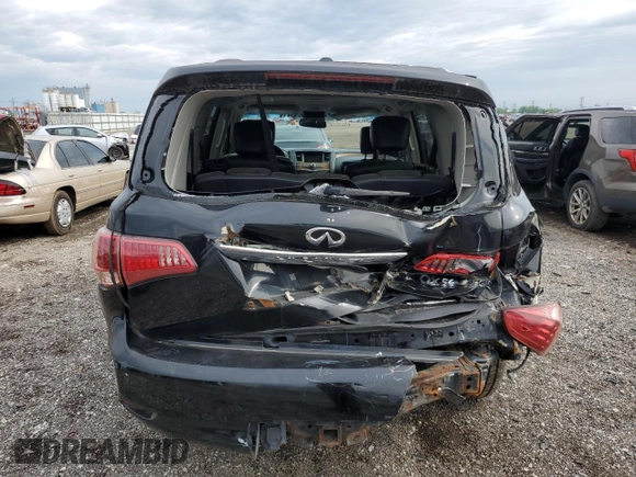 2011 Infiniti QX56 7-passenger with VIN JN8AZ2NE4B9006770, listed as a Copart auction lot 61839625 with 208,427 mi miles and Salvage title. Bid and sale history available at DreamBid. Image 6.
